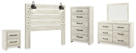 Cambeck Whitewash Queen Panel Headboard, Dresser, Mirror, Chest and Nightstand - Ornate Home