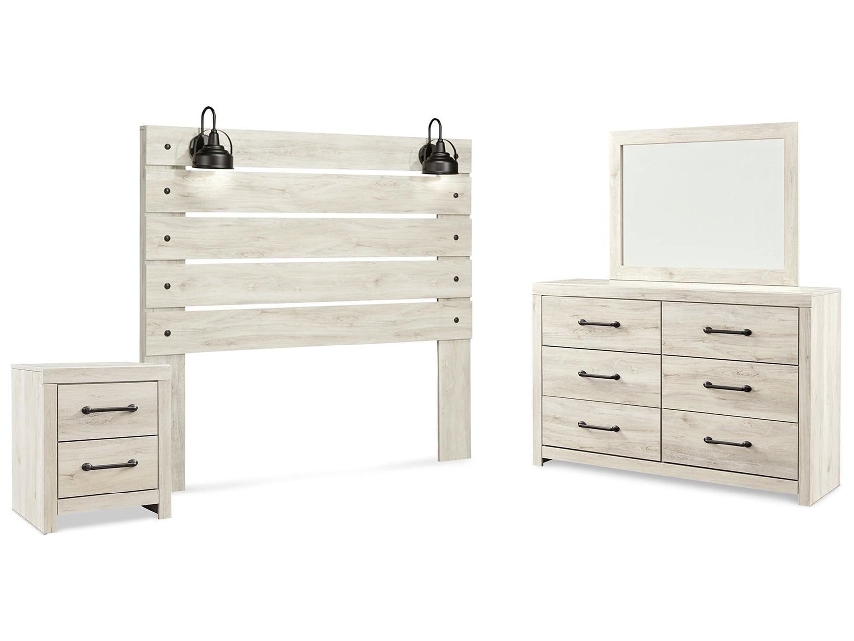 Cambeck Whitewash Queen Panel Headboard, Dresser, Mirror, and Nightstand - Ornate Home