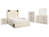 Cambeck Whitewash Queen Panel Storage Bed & Dresser & Mirror & Chest & 2 Nightstands (Online Special Price) - Ornate Home