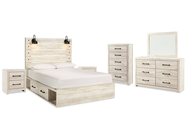 Cambeck Whitewash Queen Panel Storage Bed & Dresser & Mirror & Chest & 2 Nightstands (Online Special Price) - Ornate Home