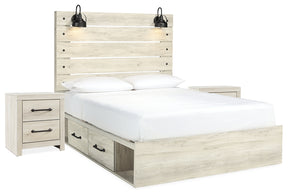 Cambeck Whitewash Queen Panel Storage Bed and 2 Nightstands (Online Special Price) - Ornate Home