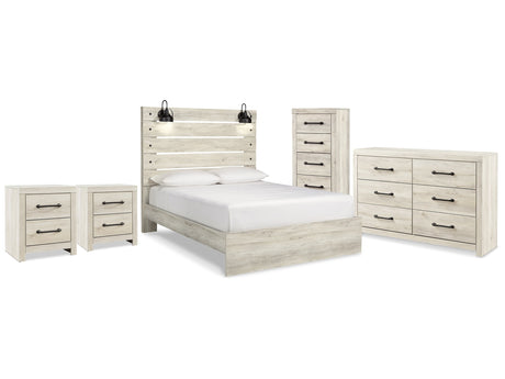 Cambeck Whitewash Queen Panel Storage Bedroom Set with Dresser, Chest and 2 Nightstands - Ornate Home