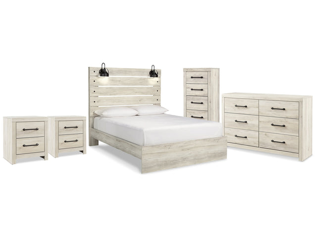 Cambeck Whitewash Queen Panel Storage Bedroom Set with Dresser, Chest and 2 Nightstands - Ornate Home