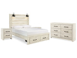 Cambeck Whitewash Queen Panel Storage Bedroom Set with Dresser and 2 Nightstands - Ornate Home