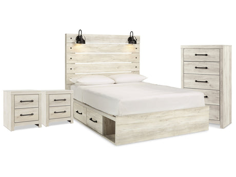 Cambeck Whitewash Queen Storage Bedroom Set with Chest and 2 Nightstands - Ornate Home