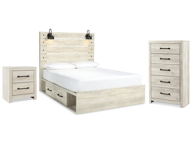 Cambeck Whitewash Queen Storage Bedroom Set with Chest and Nightstand - Ornate Home