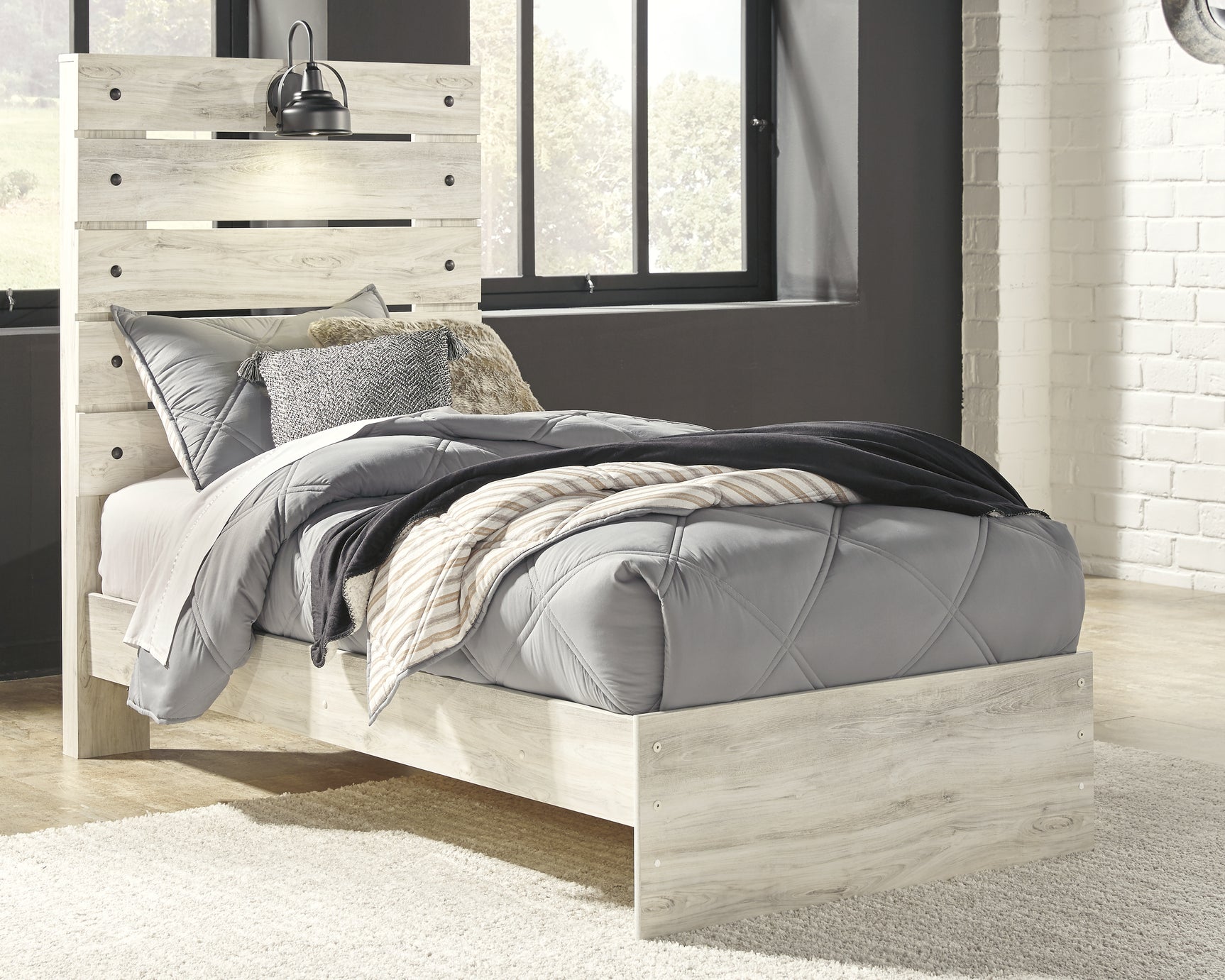 Cambeck Whitewash Twin Panel Bed, Dresser and Mirror - Ornate Home