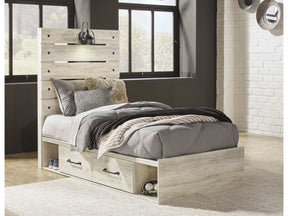 Cambeck Whitewash Twin Panel Bed w/ 2 Storage Drawers (Online Special Price) - Ornate Home