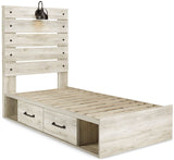 Cambeck Whitewash Twin Panel Bed w/ 2 Storage Drawers (Online Special Price) - Ornate Home