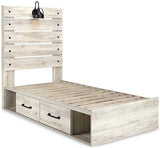 Cambeck Whitewash Twin Panel Bed w/ 4 Storage Drawers (Online Special Price) - Ornate Home