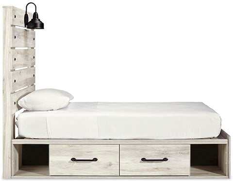 Cambeck Whitewash Twin Panel Bed w/ 4 Storage Drawers (Online Special Price) - Ornate Home
