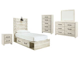 Cambeck Whitewash Twin Panel Bedroom Set w/ 2 Storage Drawers (Online Special Price) - Ornate Home