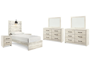 Cambeck Whitewash Twin Panel Bedroom Set with 2 Dressers, 2 Mirrors and 2 Nightstands - Ornate Home