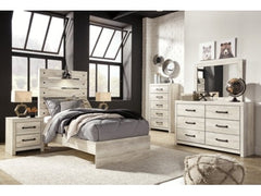Cambeck Whitewash Twin Panel Bedroom Set with Dresser, Mirror, Chest, and Nightstand - Ornate Home