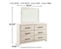 Cambeck Whitewash Twin Panel Bedroom Set with Dresser, Mirror, Chest, and Nightstand - Ornate Home