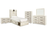 Cambeck Whitewash Twin Panel Bedroom Set with Storage, Dresser, Mirror, Chest and 2 Nightstands (Online Special Price) - Ornate Home