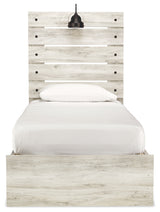 Cambeck Whitewash Twin Panel Bedroom Set with Storage, Dresser, Mirror, Chest and 2 Nightstands - Ornate Home