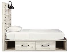 Cambeck Whitewash Twin Panel Bedroom Set with Storage, Dresser, Mirror, Chest and 2 Nightstands - Ornate Home