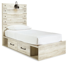 Cambeck Whitewash Twin Storage Bedroom Set with Dresser, Mirror and Nightstand - Ornate Home