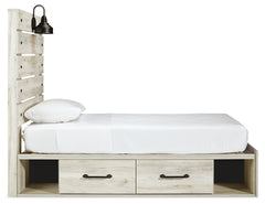Cambeck Whitewash Twin Storage Bedroom Set with Dresser, Mirror and Nightstand - Ornate Home