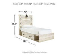 Cambeck Whitewash Twin Storage Bedroom Set with Dresser, Mirror and Nightstand - Ornate Home