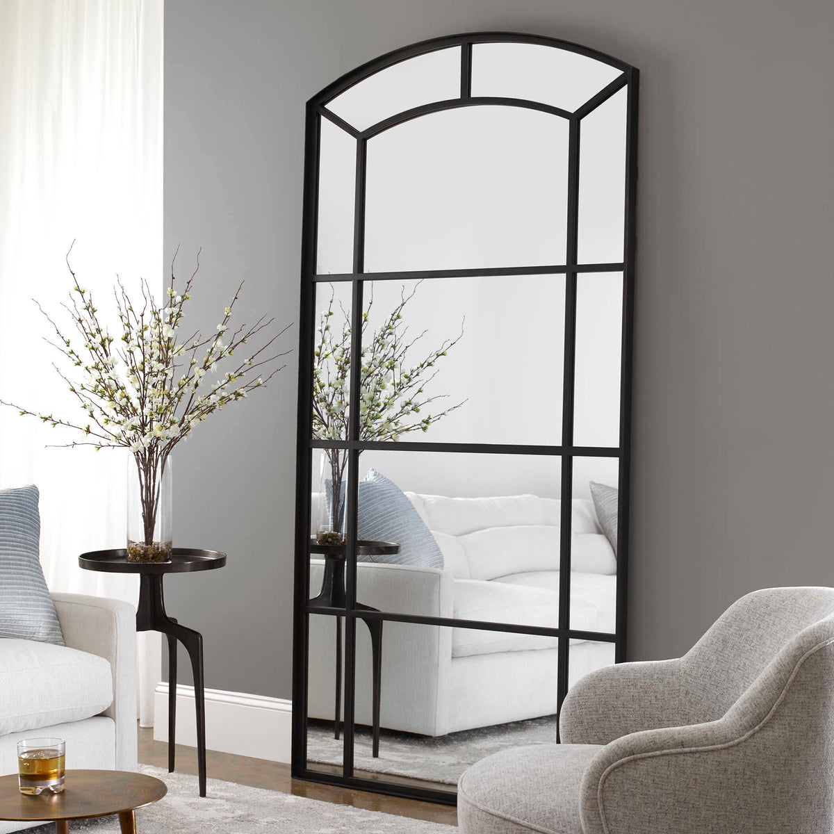 Camber Black Oversized Arch Mirror - Ornate Home