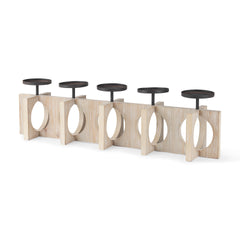 Cambie Natural/Black Wood Metal Candle Holders - Ornate Home