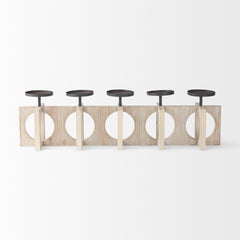 Cambie Natural/Black Wood Metal Candle Holders - Ornate Home