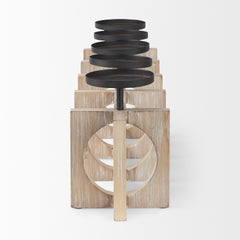 Cambie Natural/Black Wood Metal Candle Holders - Ornate Home