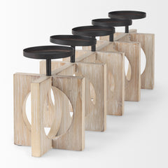 Cambie Natural/Black Wood Metal Candle Holders - Ornate Home