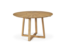 Cambria 5-Piece Round Teak Black Outdoor Dining Set with Stacking Armchairs - Ornate Home