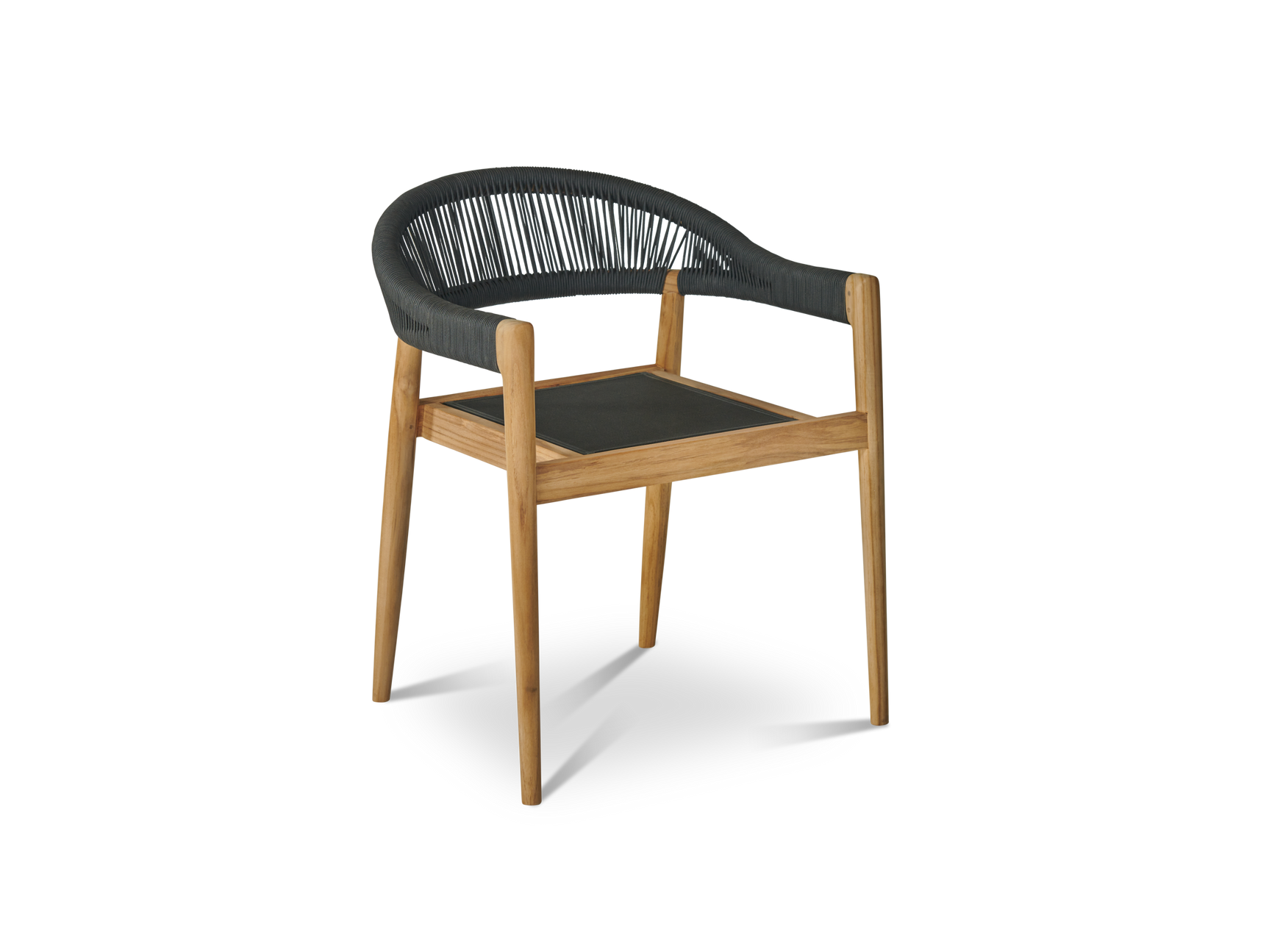 Cambria 5-Piece Round Teak Black Outdoor Dining Set with Stacking Armchairs - Ornate Home