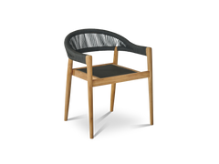 Cambria 5-Piece Round Teak Black Outdoor Dining Set with Stacking Armchairs - Ornate Home