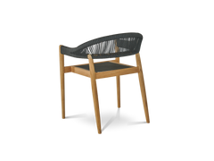 Cambria 5-Piece Round Teak Black Outdoor Dining Set with Stacking Armchairs - Ornate Home