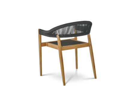 Cambria 5-Piece Round Teak Black Outdoor Dining Set with Stacking Armchairs - Ornate Home