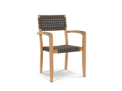 Cambria 7-Piece Rectangular Teak Black Outdoor Dining Set with Stacking Armchairs - Ornate Home