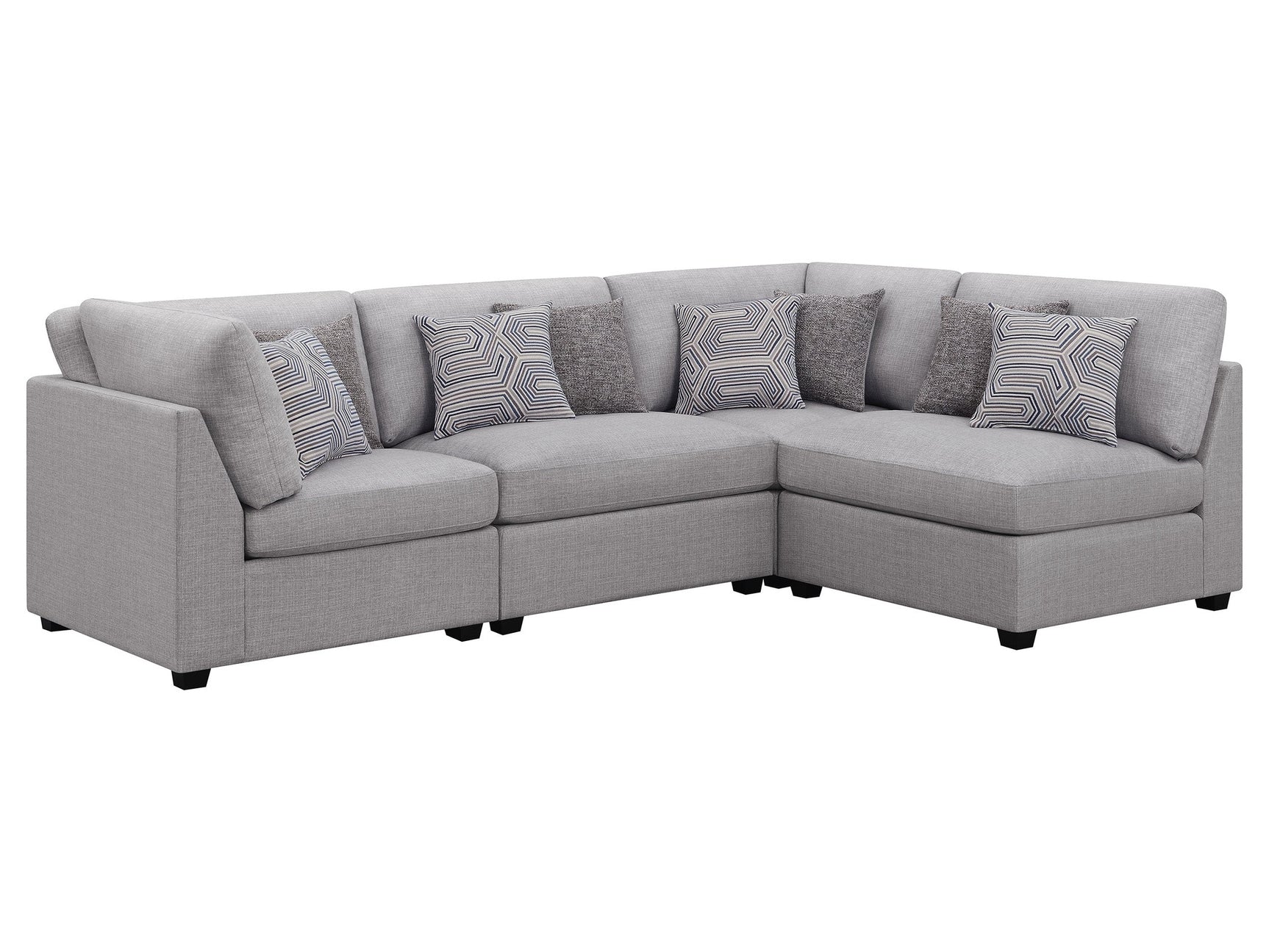 Cambria Grey 4-piece Modular Sectional Sofa - Ornate Home