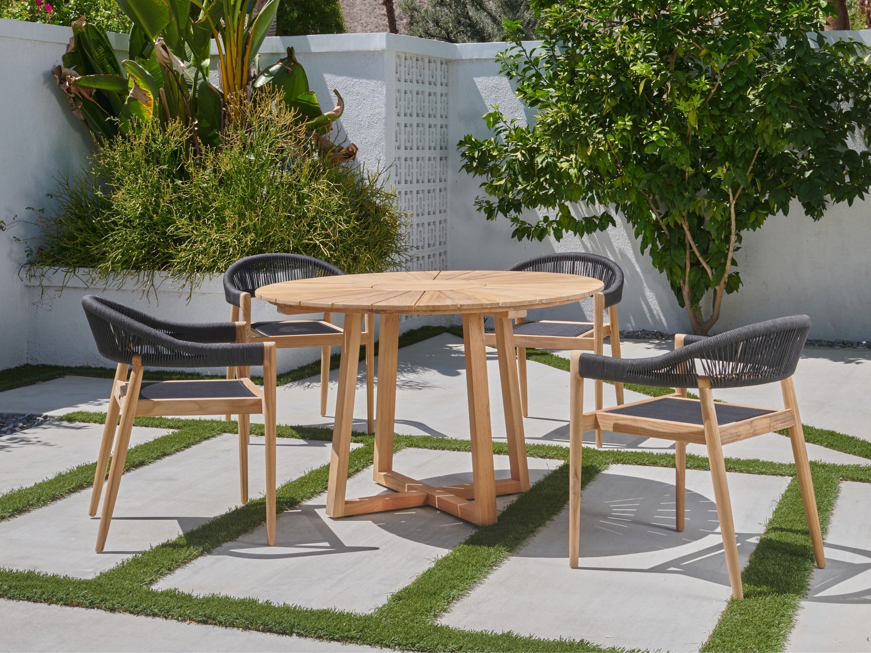 Cambria Round Teak Outdoor Dining Table - Ornate Home