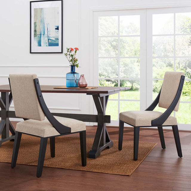 Cambridge Beige Upholstered Fabric Dining Chairs (Set of 2) - Ornate Home