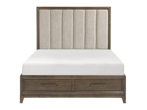 Cambridge Flaxen / Dark Walnut California King Platform Bed w/Footboard Storage - Ornate Home