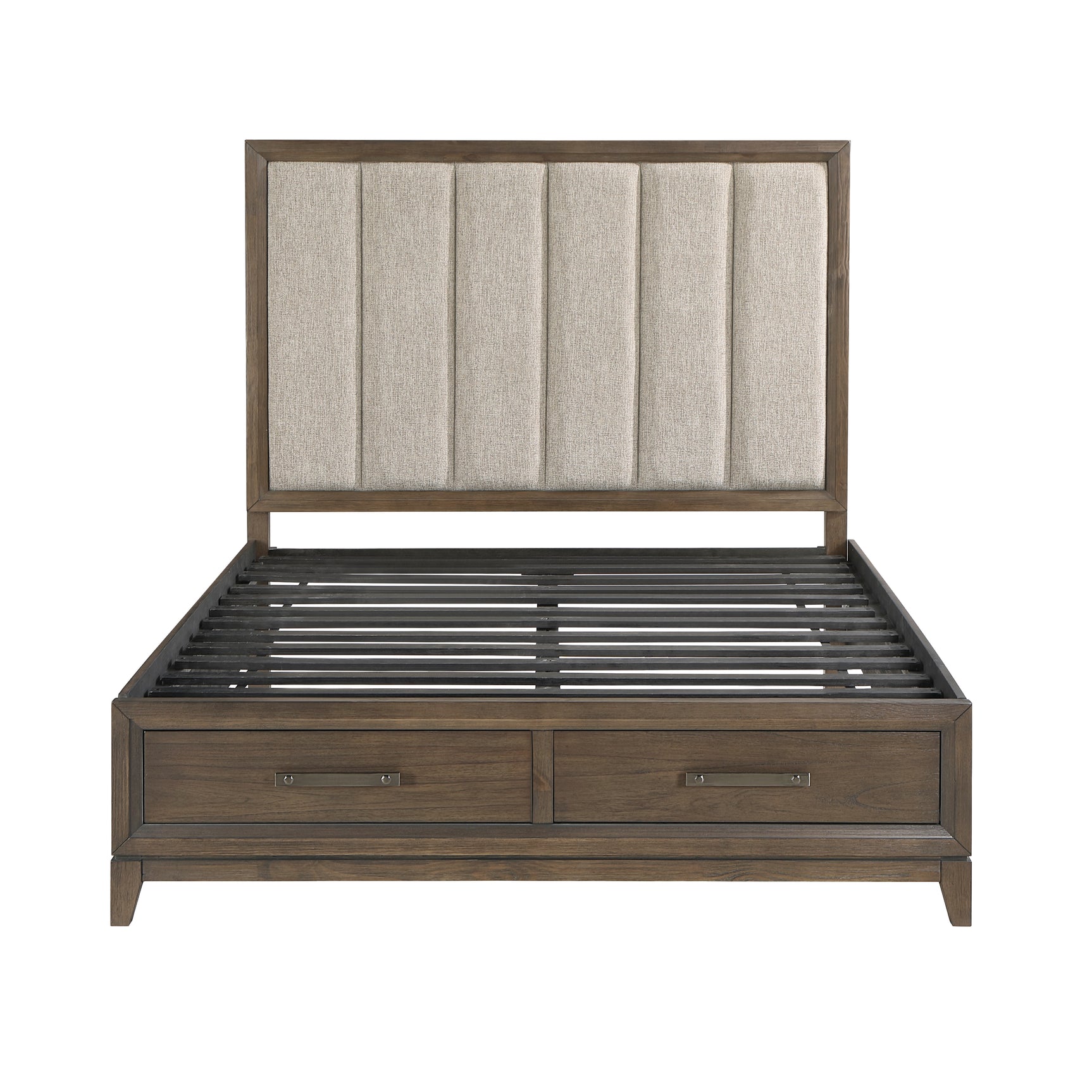 Cambridge Flaxen / Dark Walnut California King Platform Bed w/Footboard Storage - Ornate Home