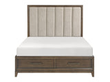 Cambridge Flaxen / Dark Walnut King Platform Bed w/Footboard Storage - Ornate Home