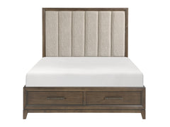 Cambridge Flaxen / Dark Walnut Queen Platform Bed w/Footboard Storage - Ornate Home