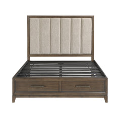 Cambridge Flaxen / Dark Walnut Queen Platform Bed w/Footboard Storage - Ornate Home