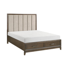 Cambridge Flaxen / Dark Walnut Queen Platform Bed w/Footboard Storage - Ornate Home