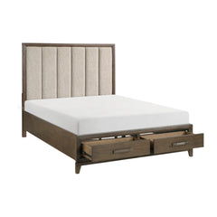 Cambridge Flaxen / Dark Walnut Queen Platform Bed w/Footboard Storage - Ornate Home