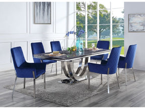 Cambrie Rectangular Stainless Steel Pedestal Dining Table - Ornate Home