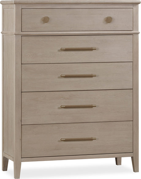 Camden Chai Five Drawer Oak Wood Chest - Ornate Home