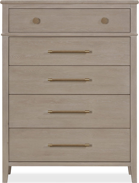 Camden Chai Five Drawer Oak Wood Chest - Ornate Home