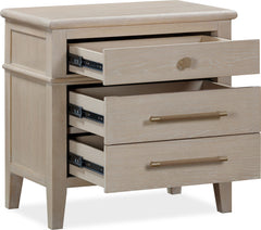 Camden Chai Three Drawer Oak Wood Nightstand - Ornate Home